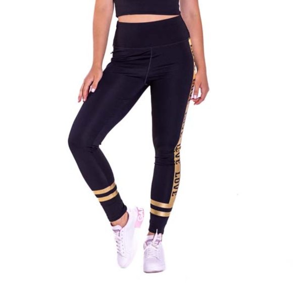High-Waisted & Love Detailed Leggings with Side Pockets Black - Picture 1 of 6